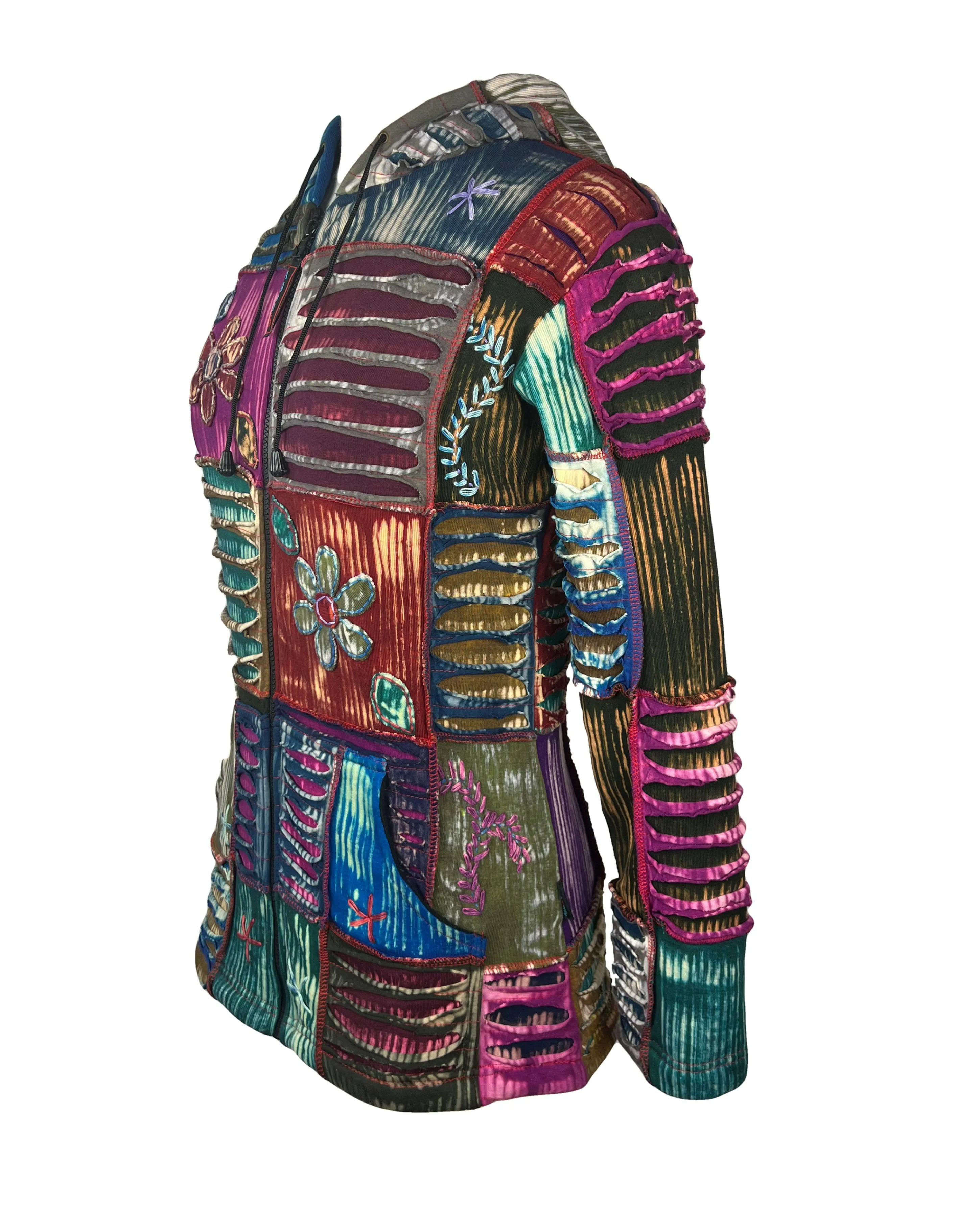361 RJ Bohemian Fleece Lined Rib Cotton Razor Funky Hoodie Sweatshirt Jacket
