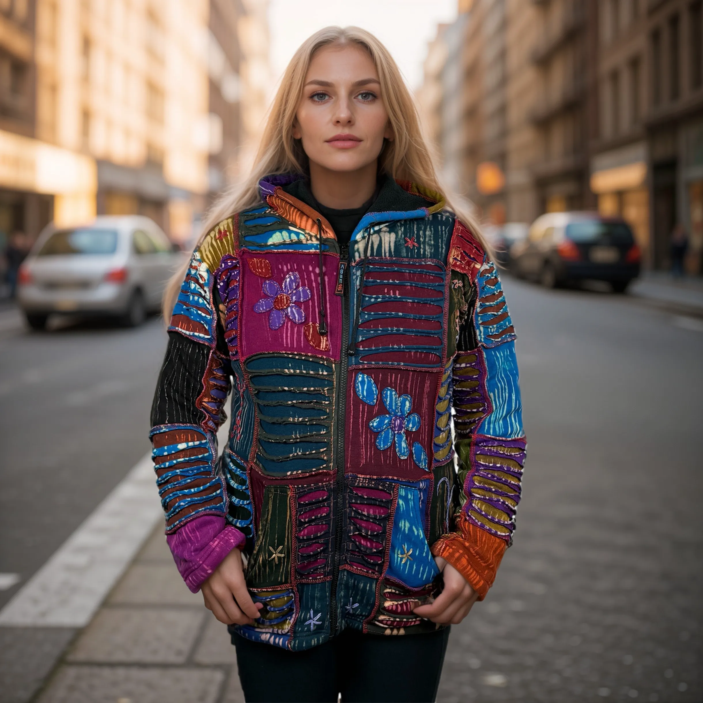 361 RJ Bohemian Fleece Lined Rib Cotton Razor Funky Hoodie Sweatshirt Jacket