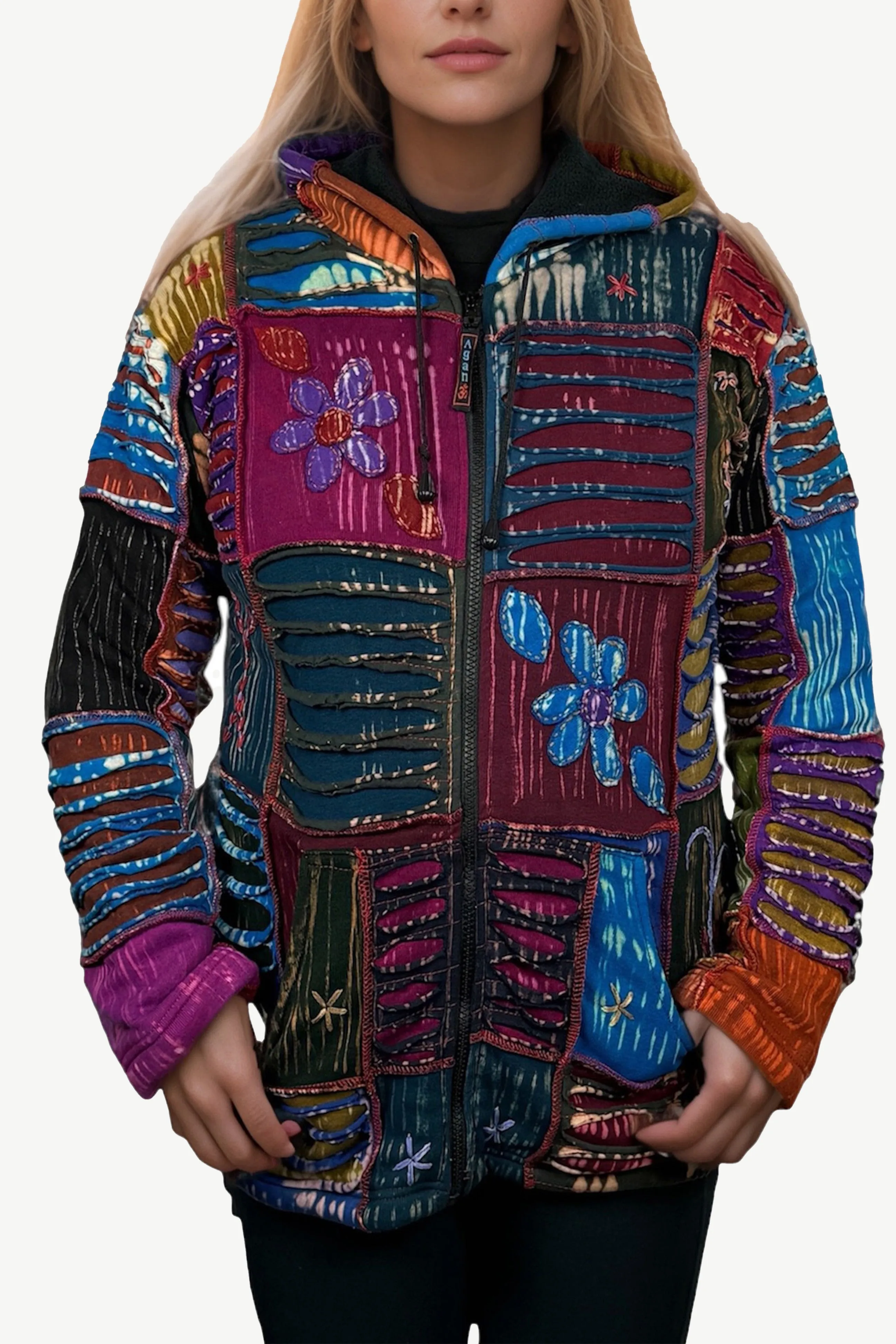 361 RJ Bohemian Fleece Lined Rib Cotton Razor Funky Hoodie Sweatshirt Jacket