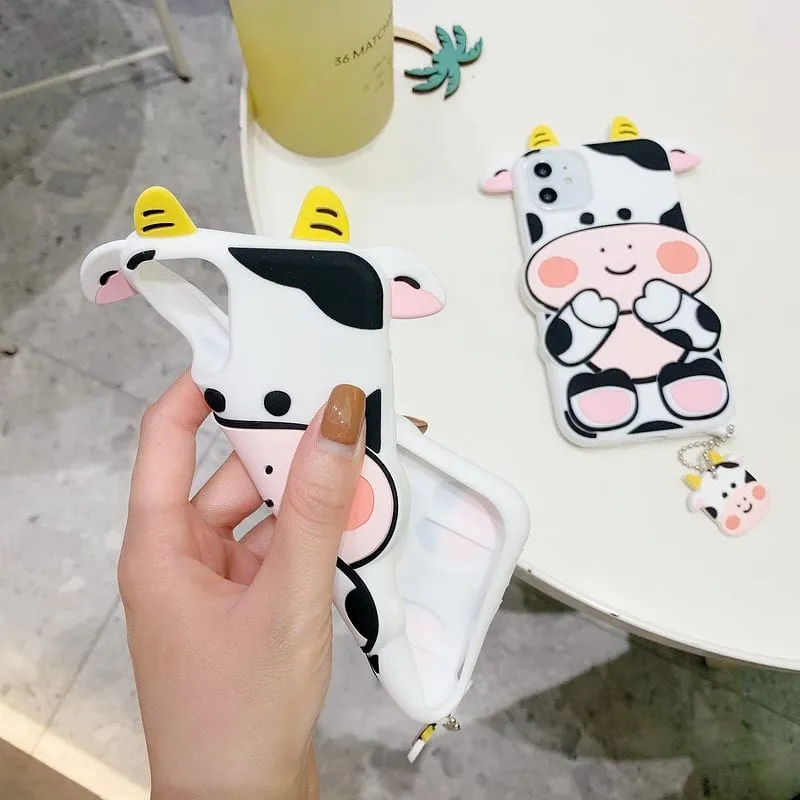 3D Cartoon Milk Cow iPhone Case