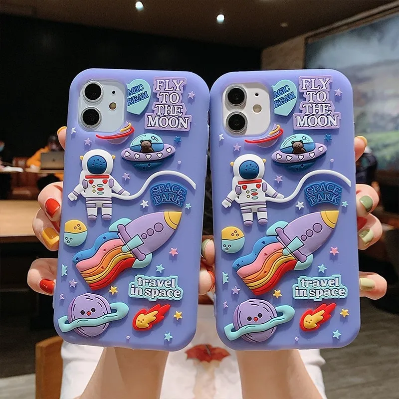 3D Cartoon Space Astronaut iPhone Case