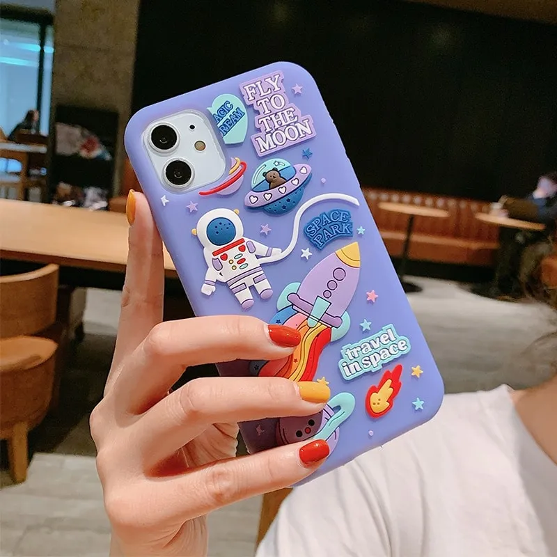 3D Cartoon Space Astronaut iPhone Case