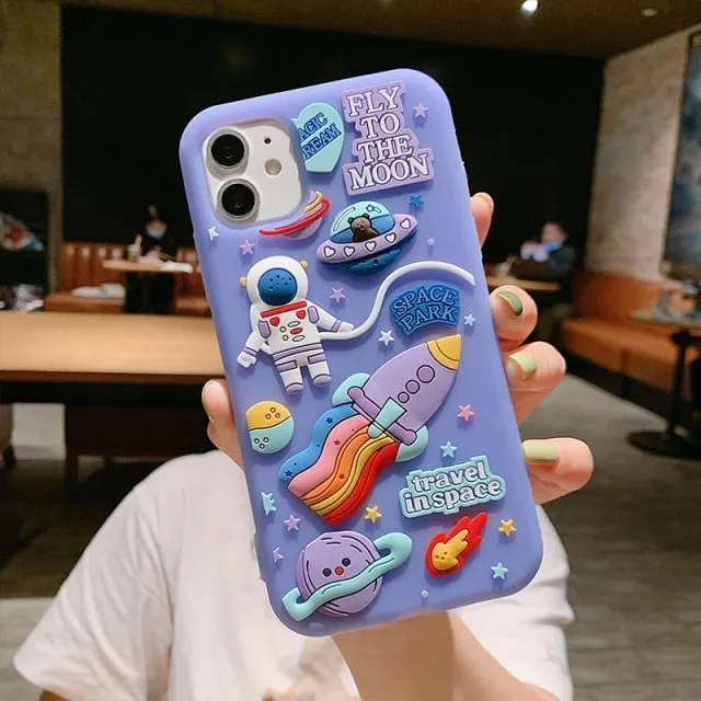 3D Cartoon Space Astronaut iPhone Case