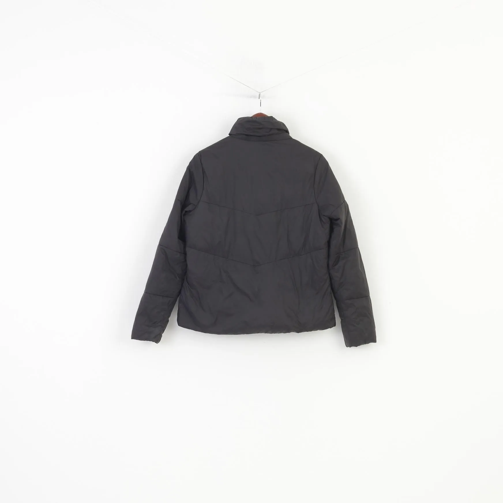 Barbour International Woman 12 38 M Jacket Black Padded Full Zipper Nylon Waterproof Top