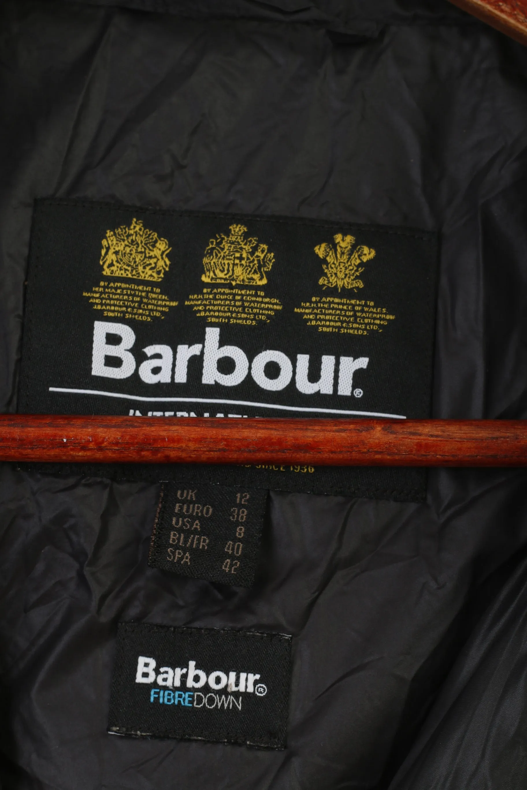 Barbour International Woman 12 38 M Jacket Black Padded Full Zipper Nylon Waterproof Top