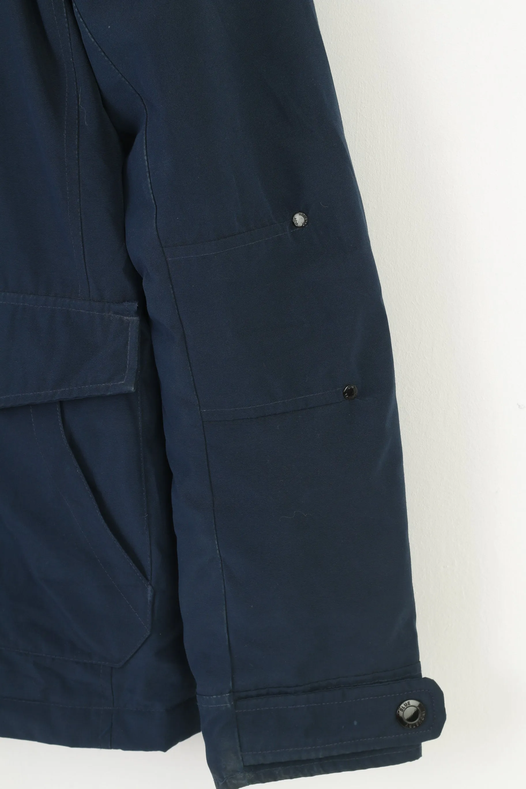 Blue Industry Men M Jacket Padded Navy Full Zipper Pockets Vintage Top
