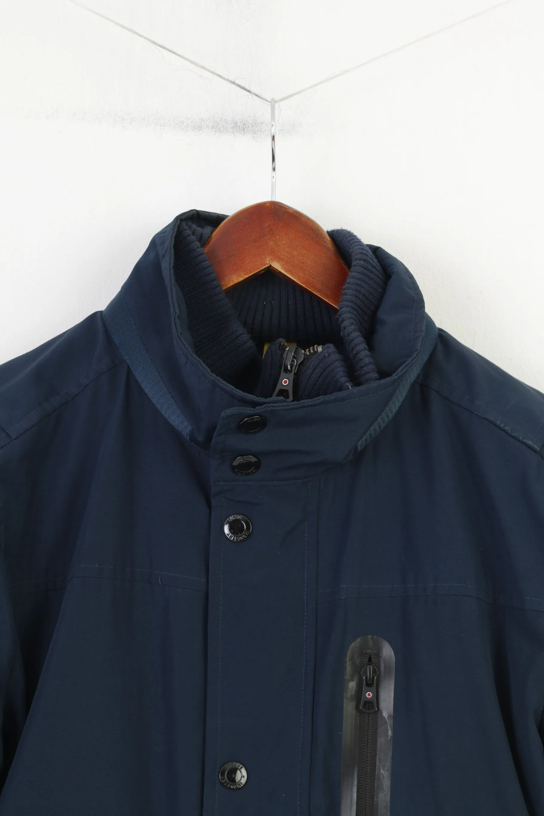 Blue Industry Men M Jacket Padded Navy Full Zipper Pockets Vintage Top