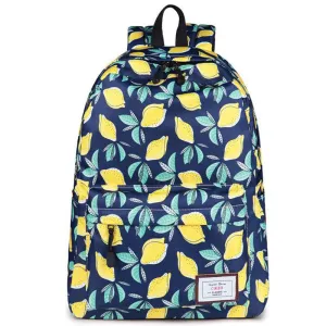 Cute Backpack for Girls Back to School Lemon Printed Water Resistant Bookbag Travel Bag