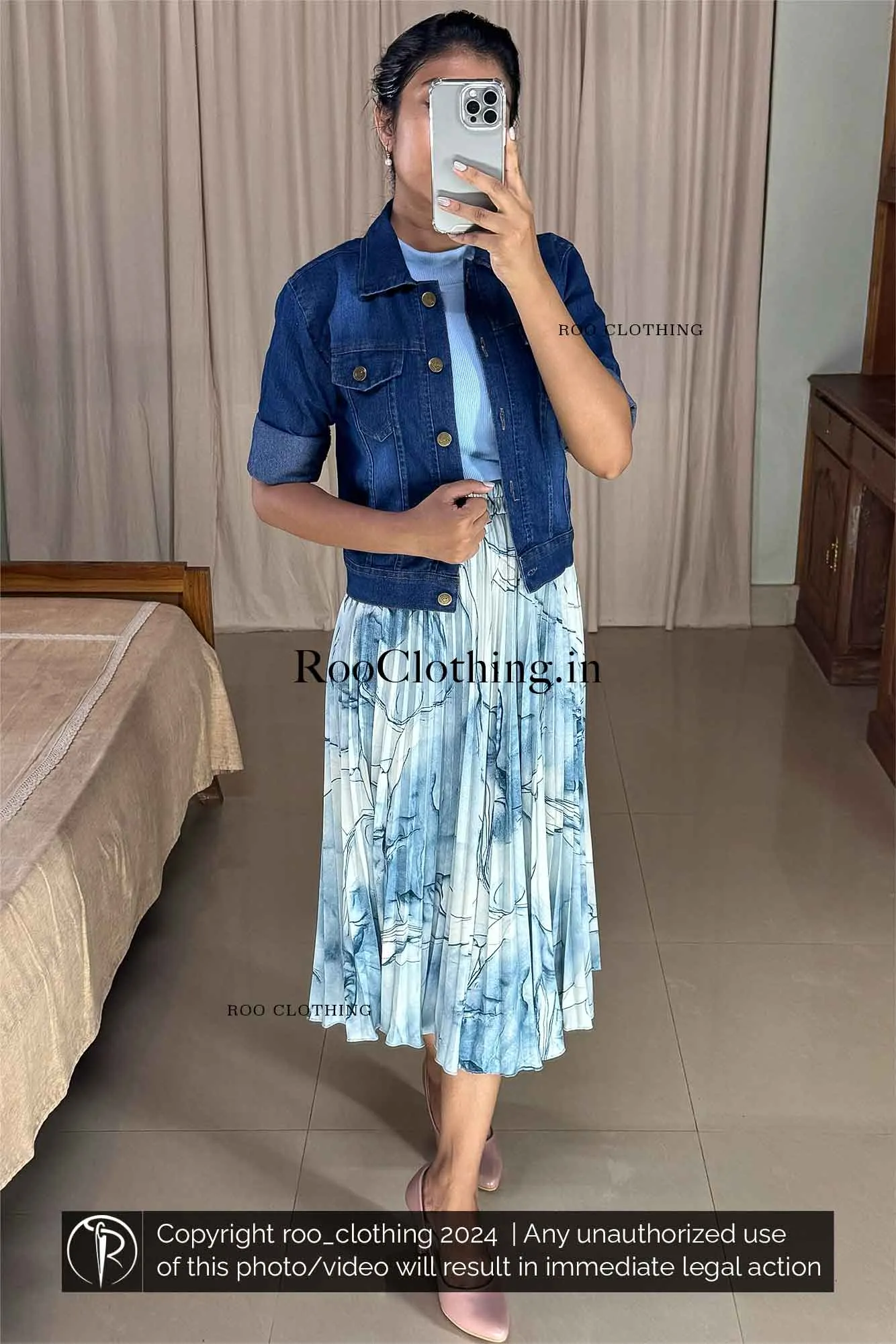 Dark blue Women Solid Denim Jacket Only
