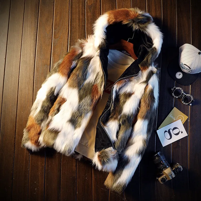 Fleece Fur Mix Color Jacket