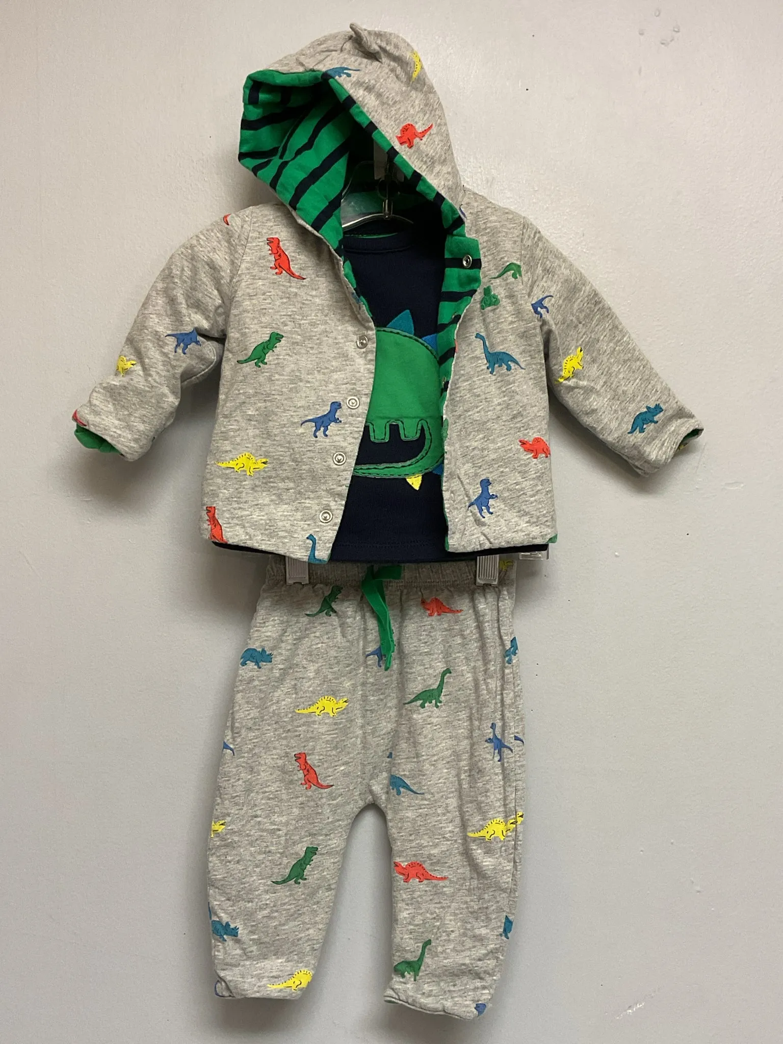 Gap Size 3M Green & Navy Dinosaur Cotton Infant Boys 3 Piece Set