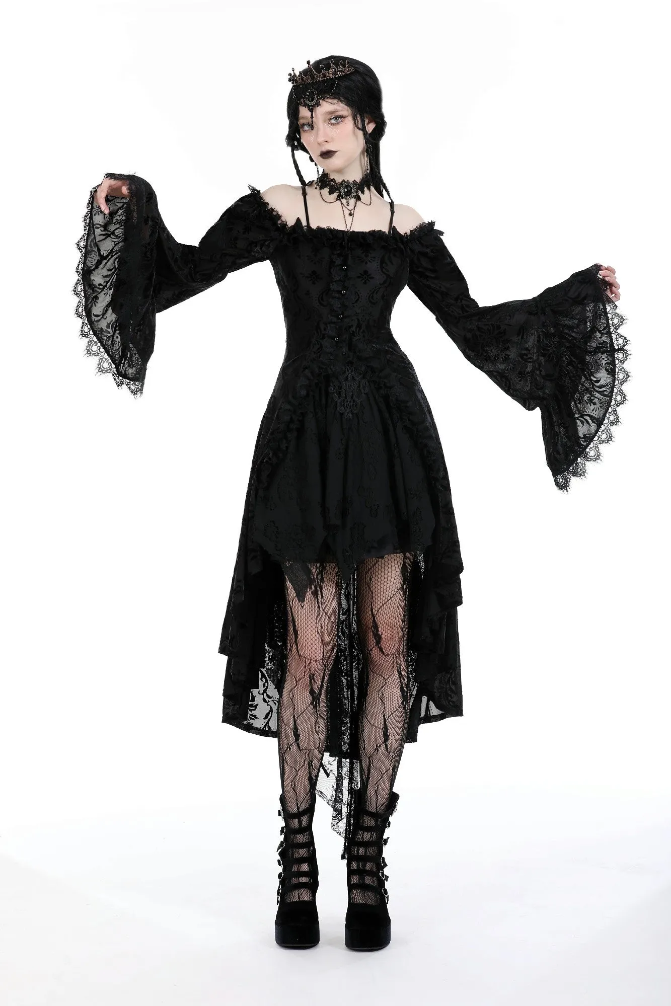 Gothic elegant printed velvet tail jacket JW262