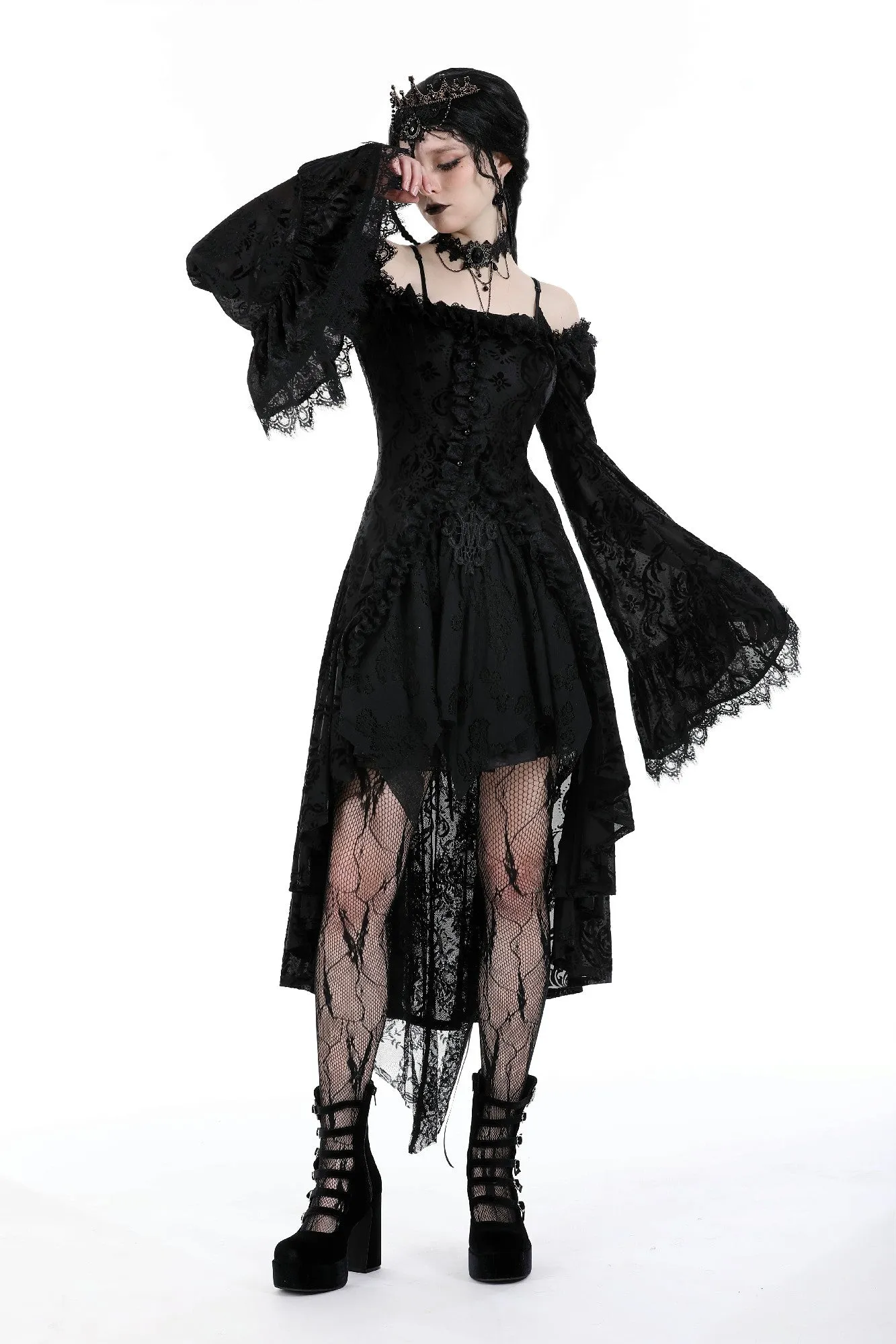 Gothic elegant printed velvet tail jacket JW262