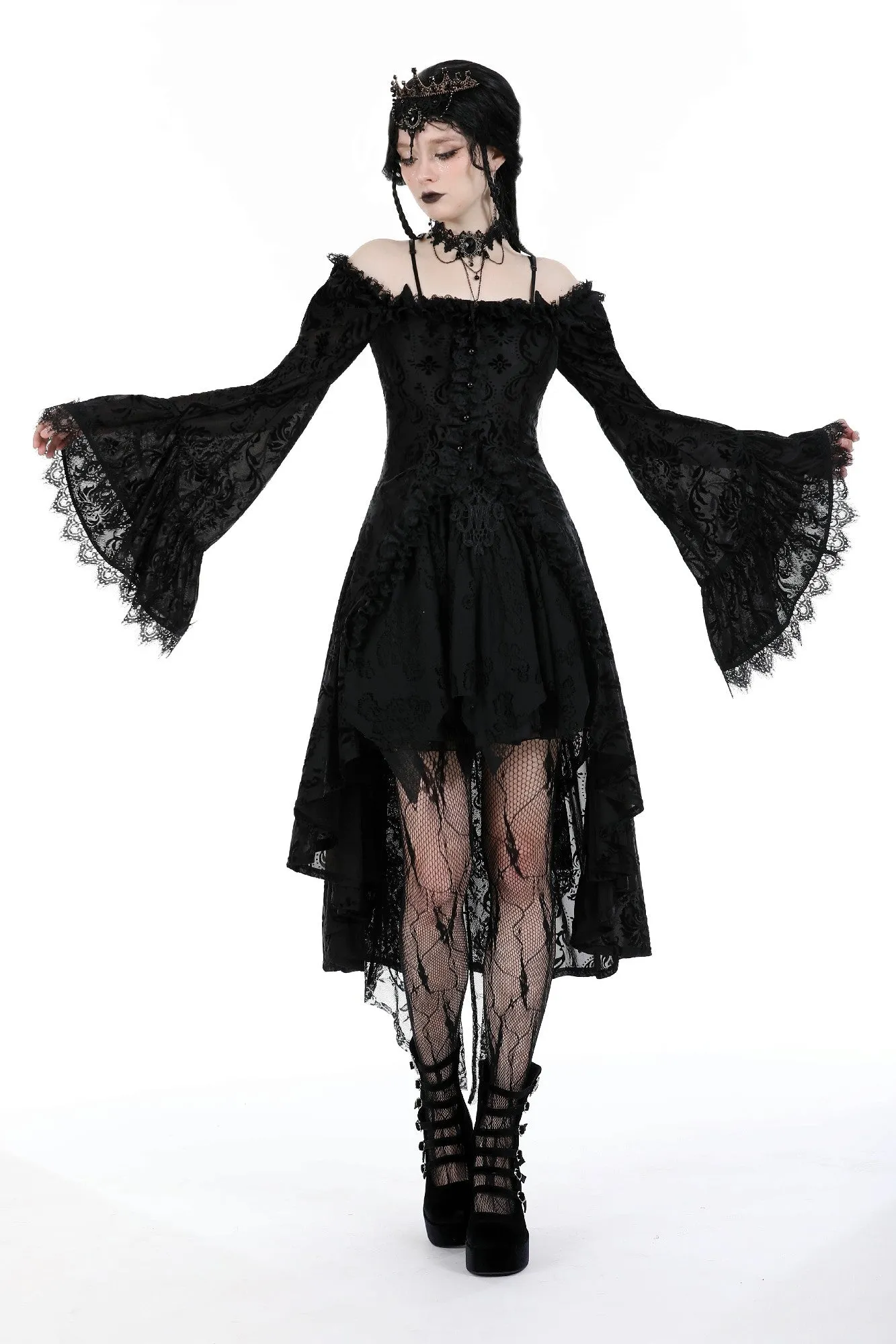 Gothic elegant printed velvet tail jacket JW262