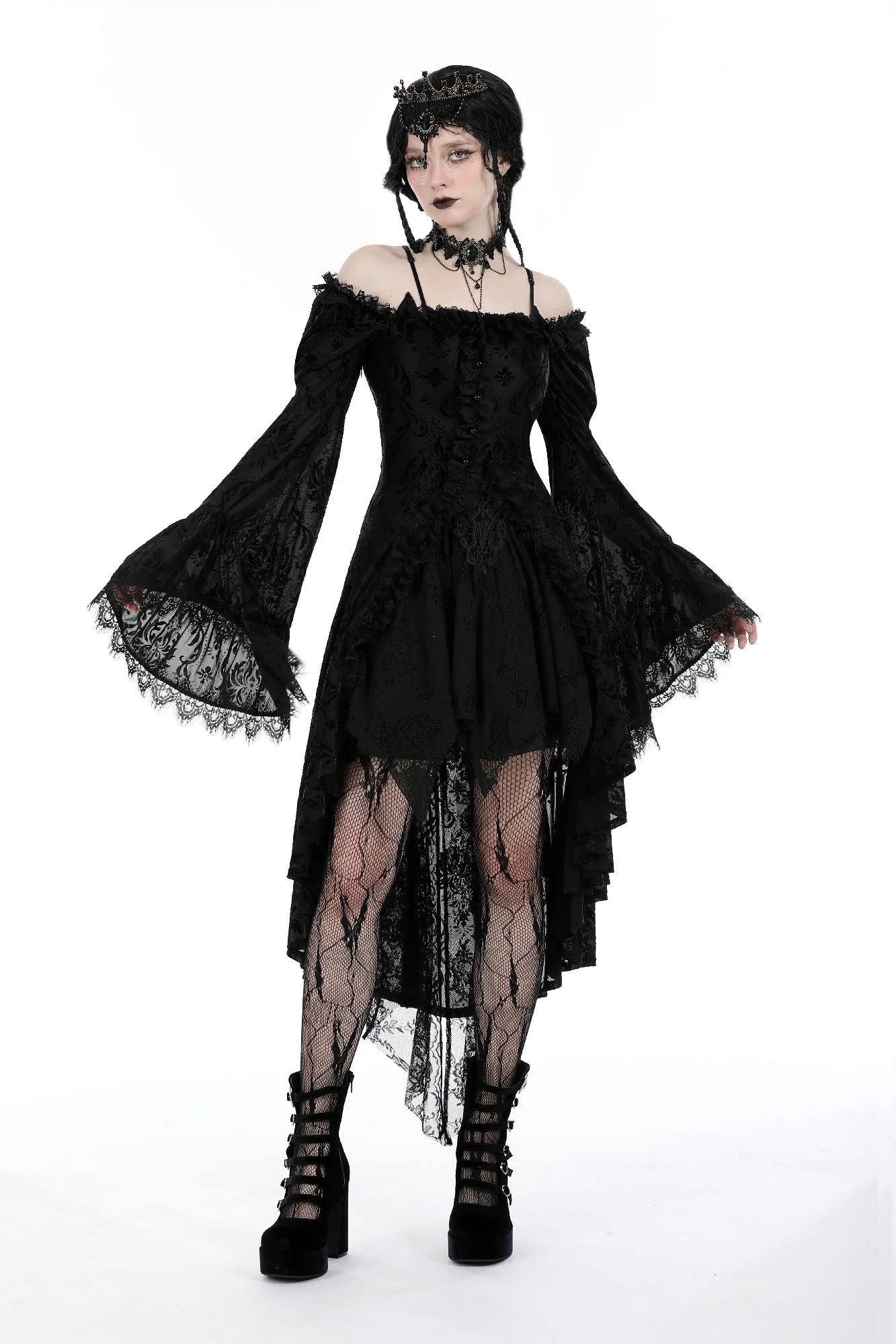 Gothic elegant printed velvet tail jacket JW262