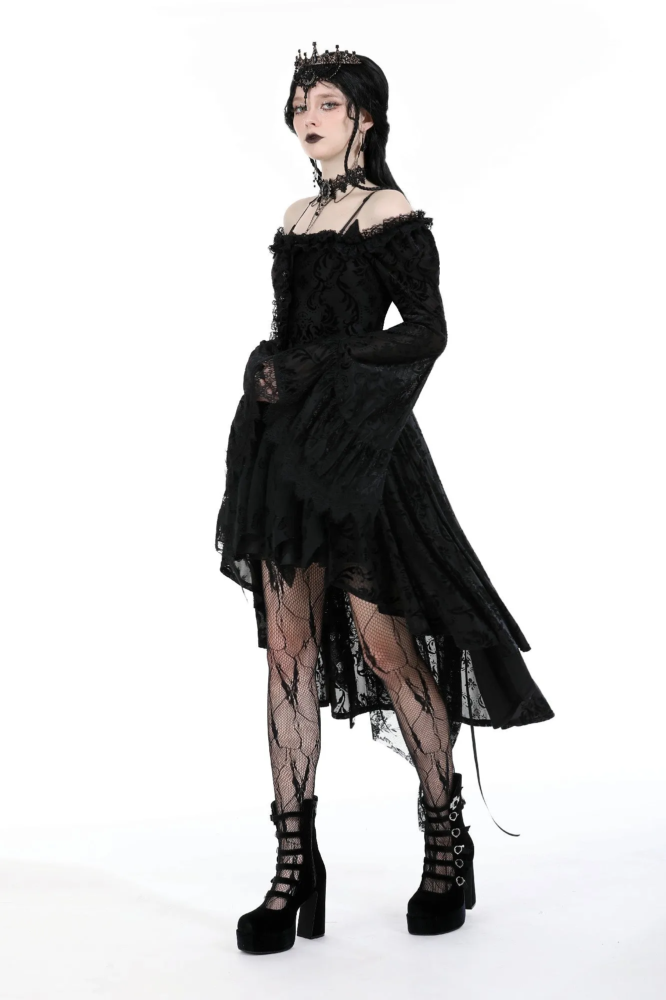 Gothic elegant printed velvet tail jacket JW262