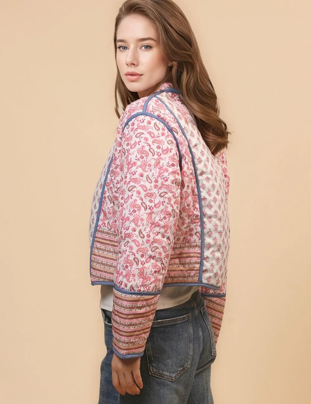 Ladies Reversible Floral Cotton Padded Jacket SKT4663