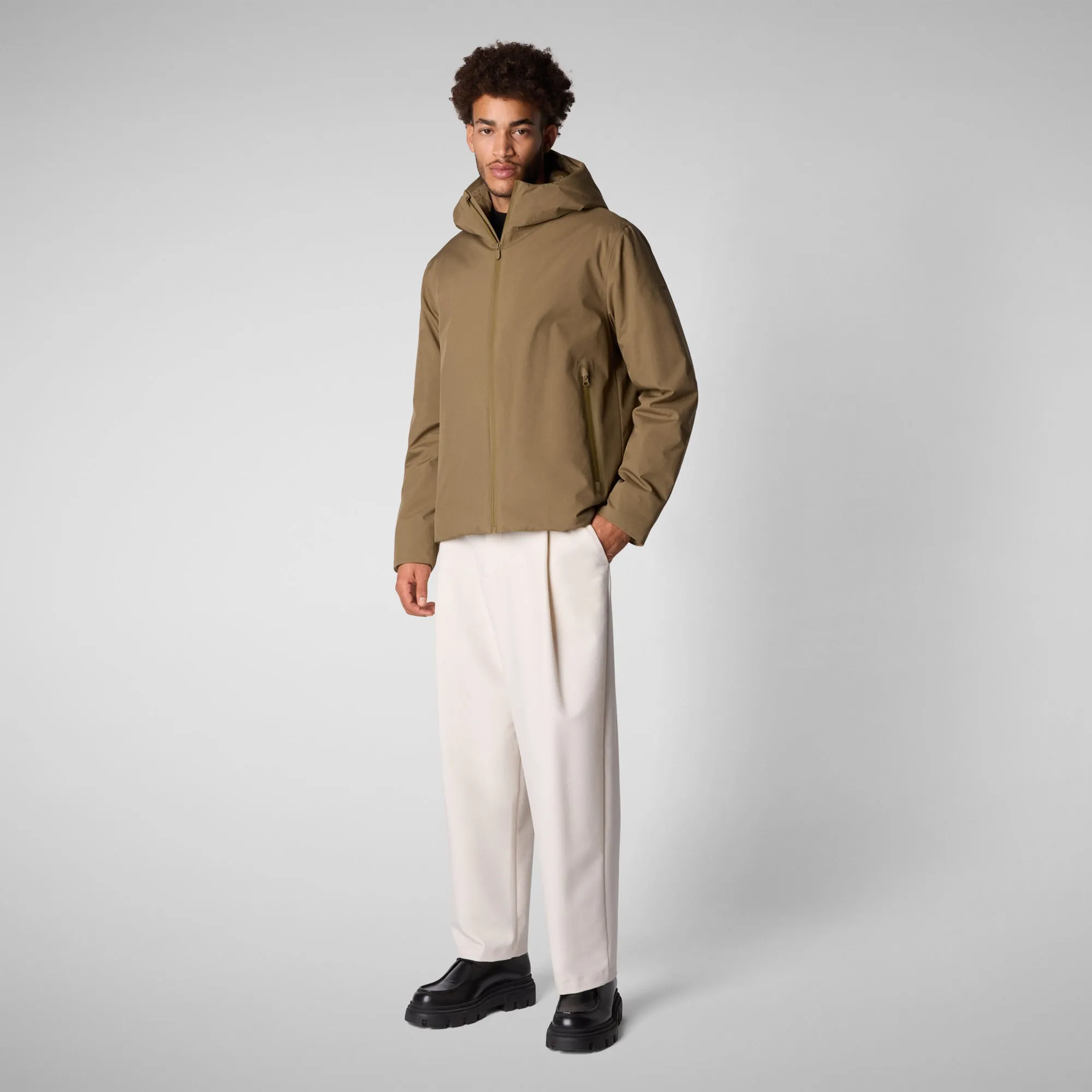 Man's animal free jacket Flynn in husk green