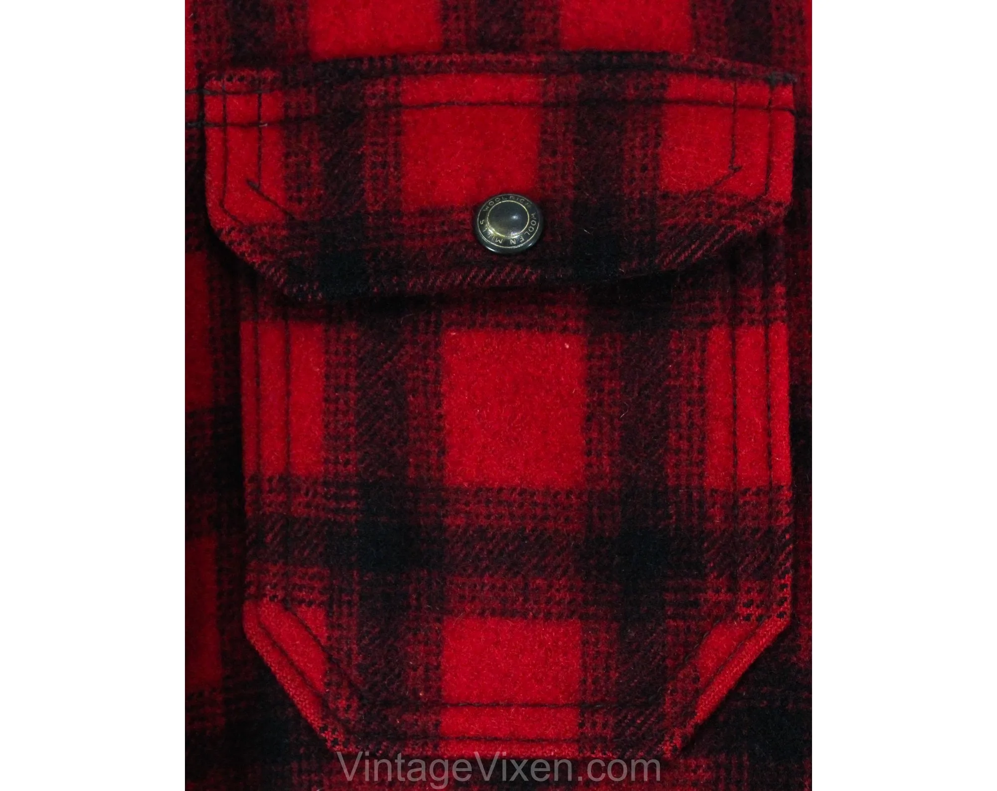 Men's Large Red Buffalo Plaid Jacket - 1950s Long Sleeve Lumberjack Winter Hunting Jacket - Quilted Lining - Rustic 50s Woolrich - Chest 48