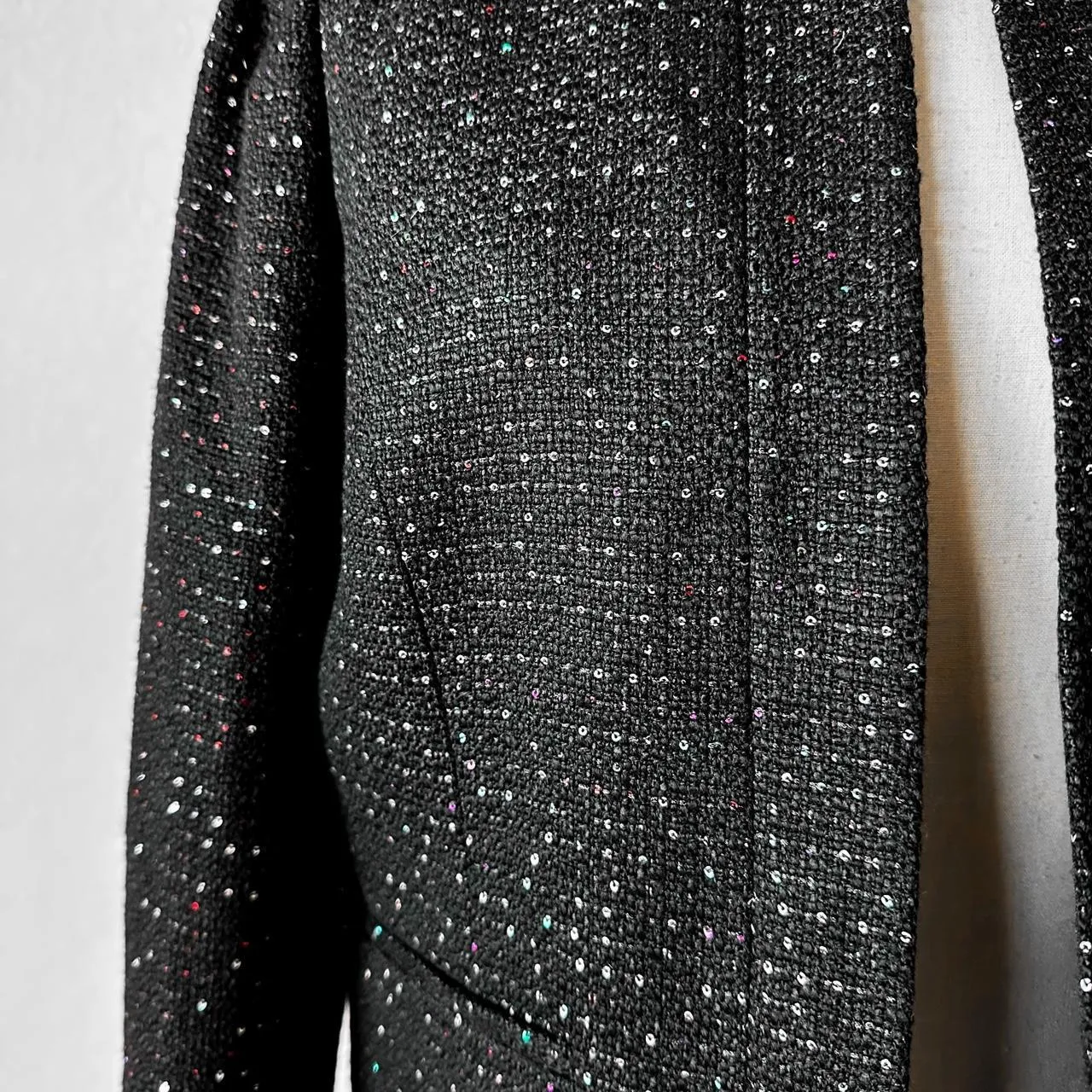Nine West Black Sequin Blazer Shoulder Padded Suit Jacket Size M