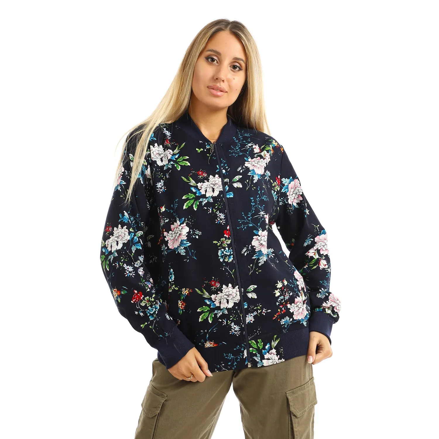 Printed Zipper Henly Padded Jacket With Pockets  - Kady