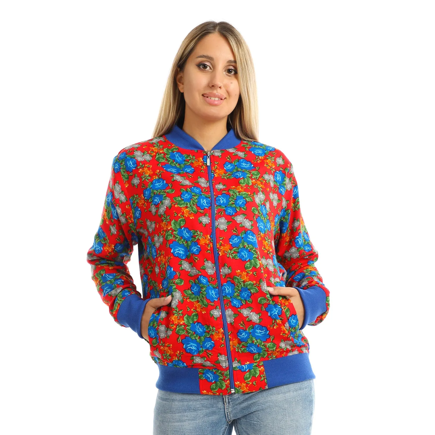 Printed Zipper Henly Padded Jacket With Pockets  - Kady