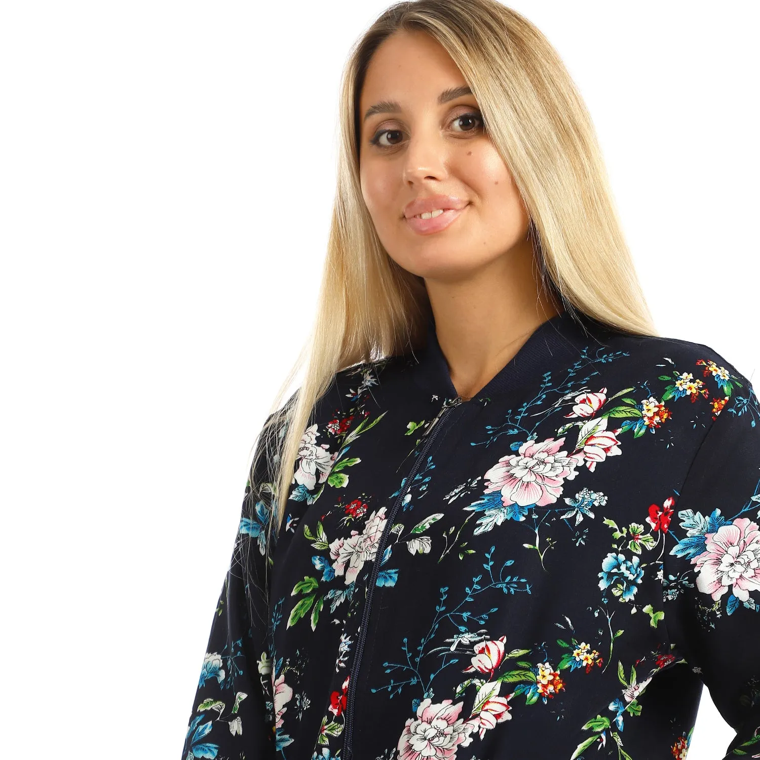 Printed Zipper Henly Padded Jacket With Pockets  - Kady