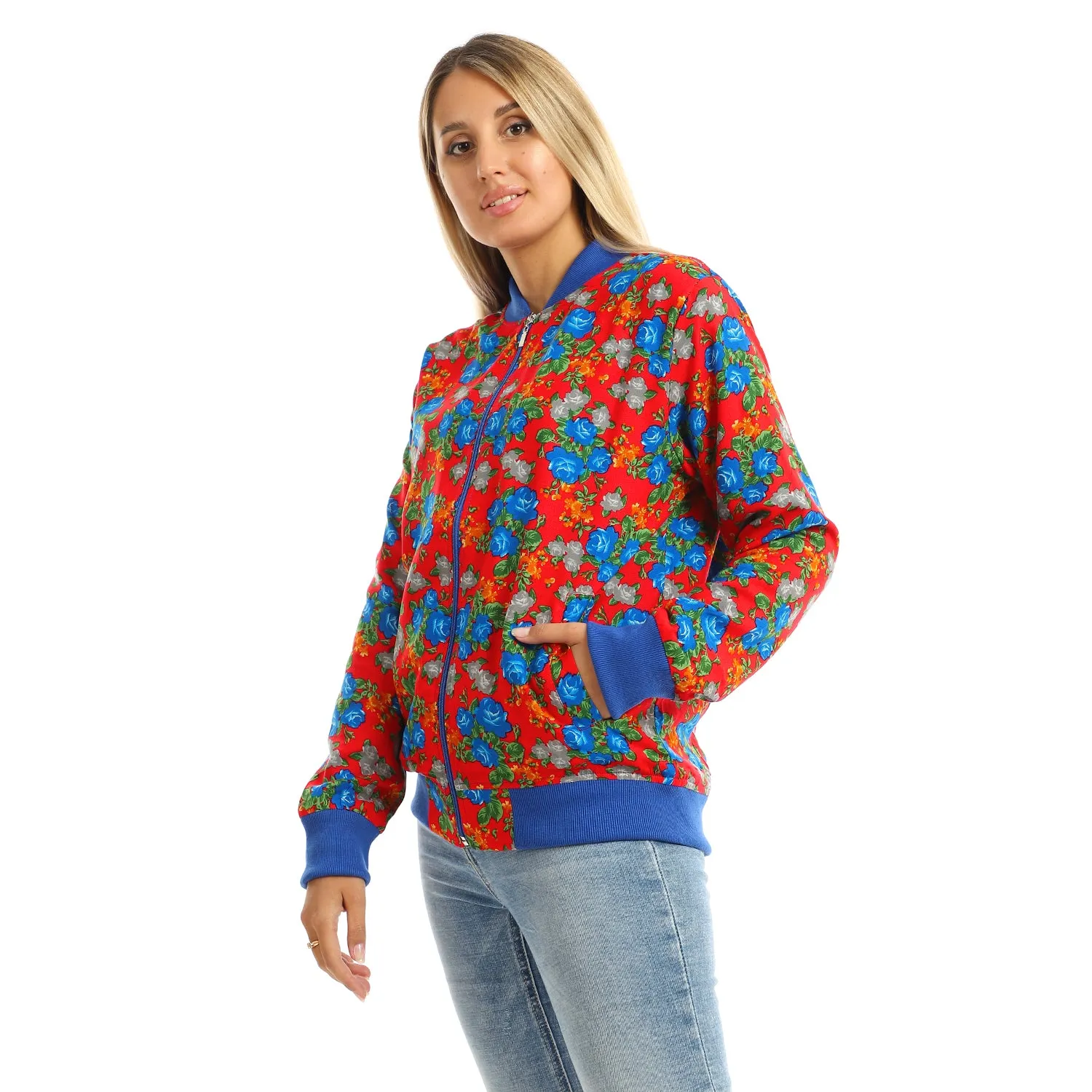Printed Zipper Henly Padded Jacket With Pockets  - Kady