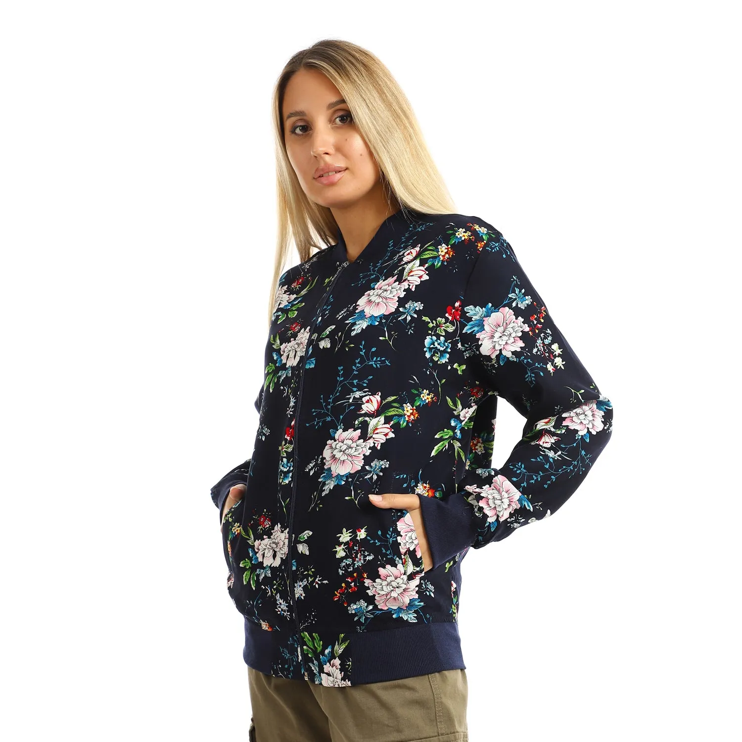 Printed Zipper Henly Padded Jacket With Pockets  - Kady