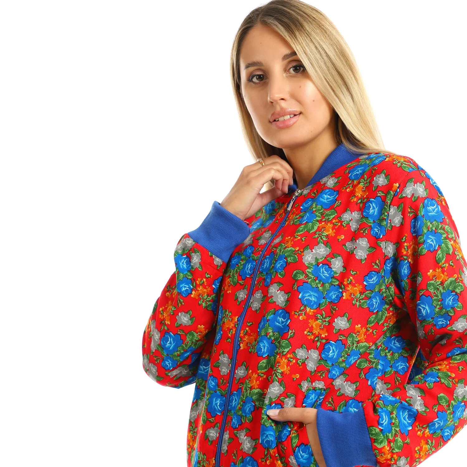 Printed Zipper Henly Padded Jacket With Pockets  - Kady