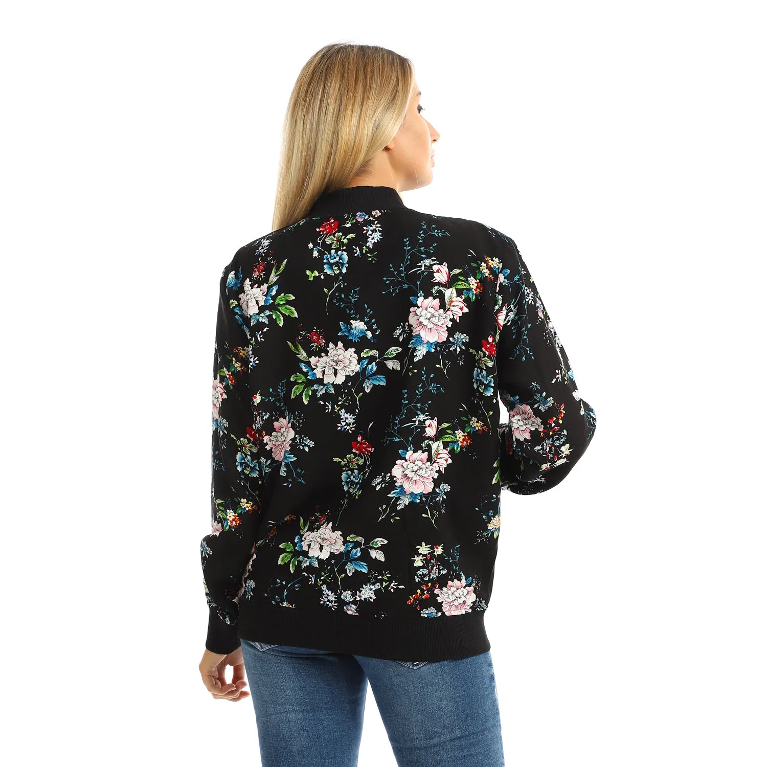 Printed Zipper Henly Padded Jacket With Pockets  - Kady