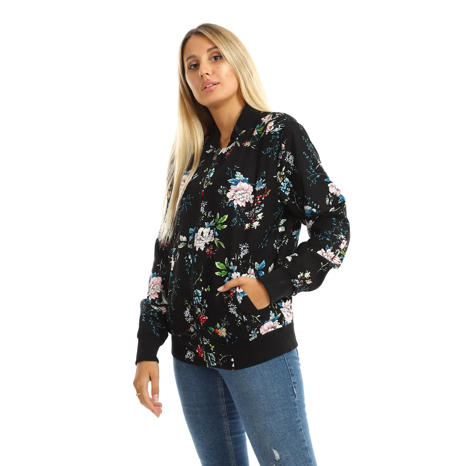 Printed Zipper Henly Padded Jacket With Pockets  - Kady