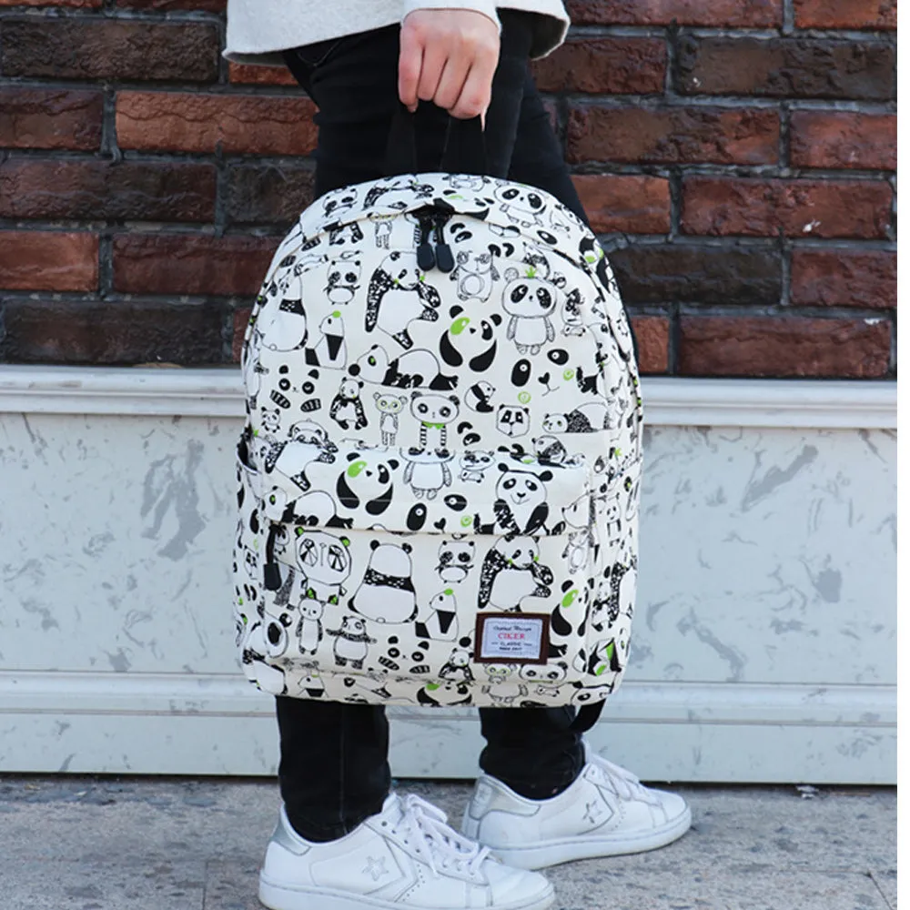 School Backpack Lovely Panda Printed Waterproof Bookbag Daypack for High School