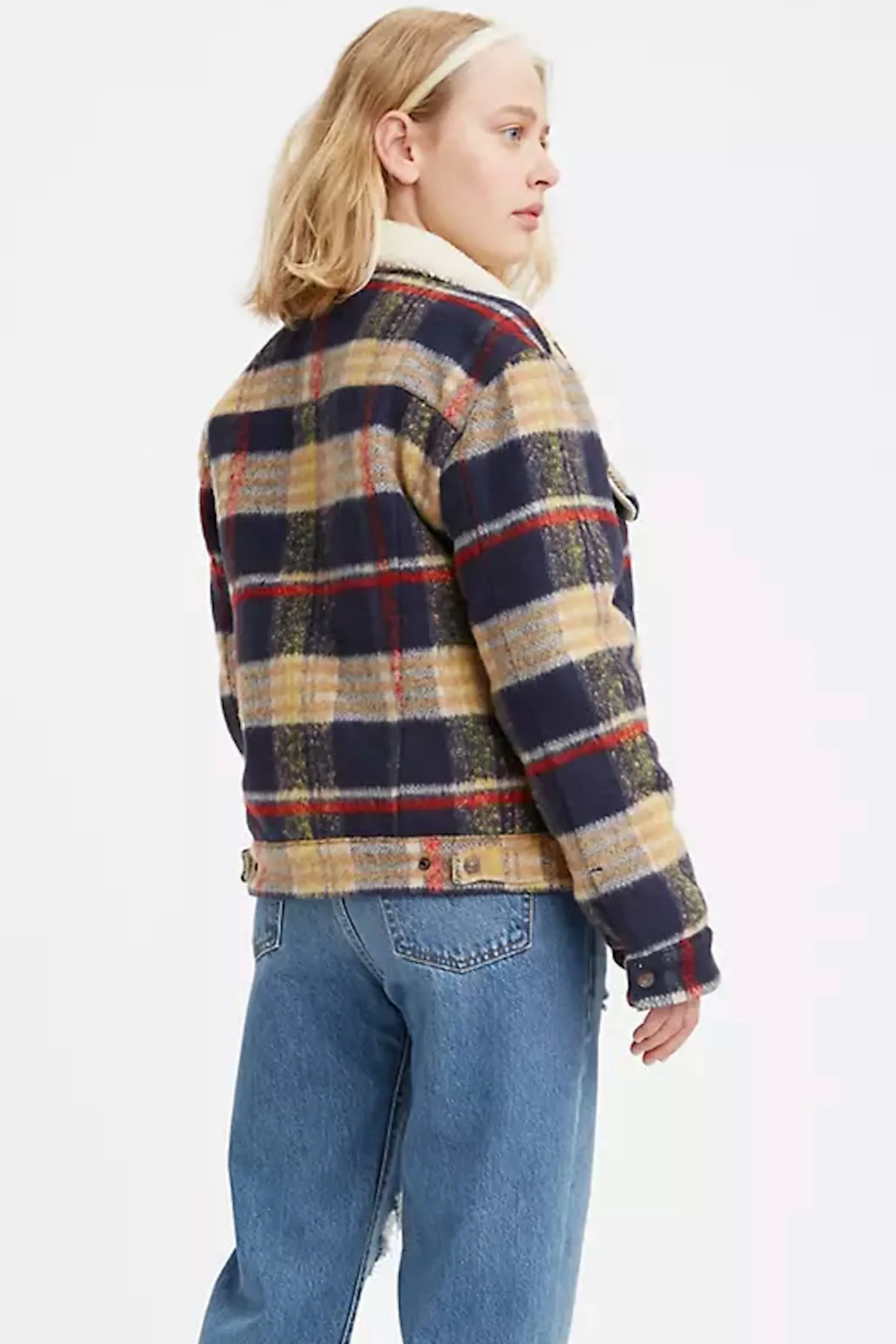 Wool Plaid Trucker Jacket