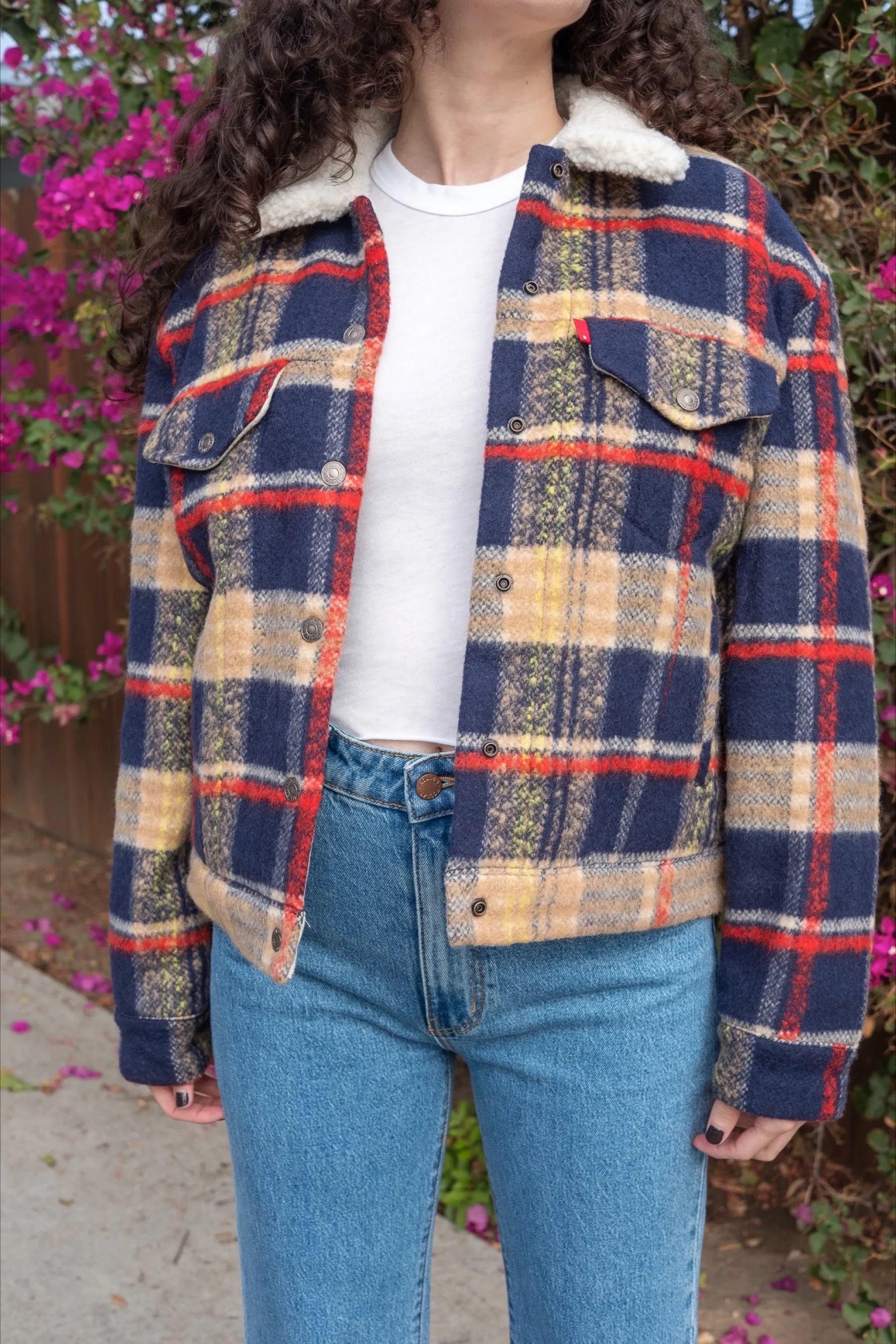 Wool Plaid Trucker Jacket